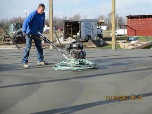 Concrete floor finishing at Andrew Cory's house.